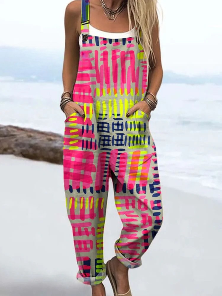 Elspeth | Bright Grid Print Jumpsuit