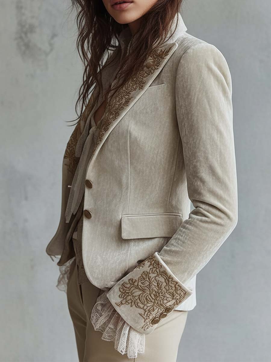 Constance | Ivory Embroidered Tailored Blazer