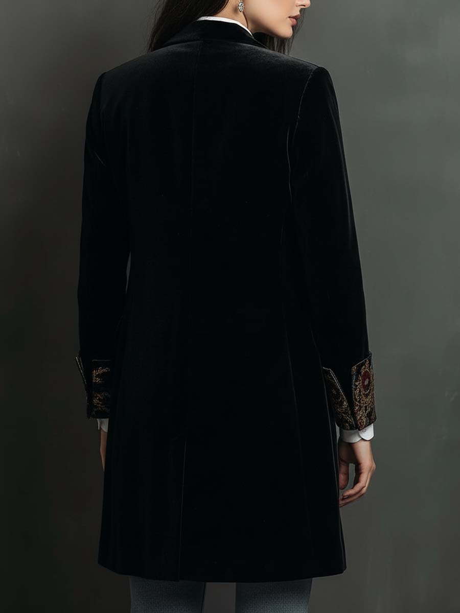 Léontine | Black Baroque Print Fitted Blazer