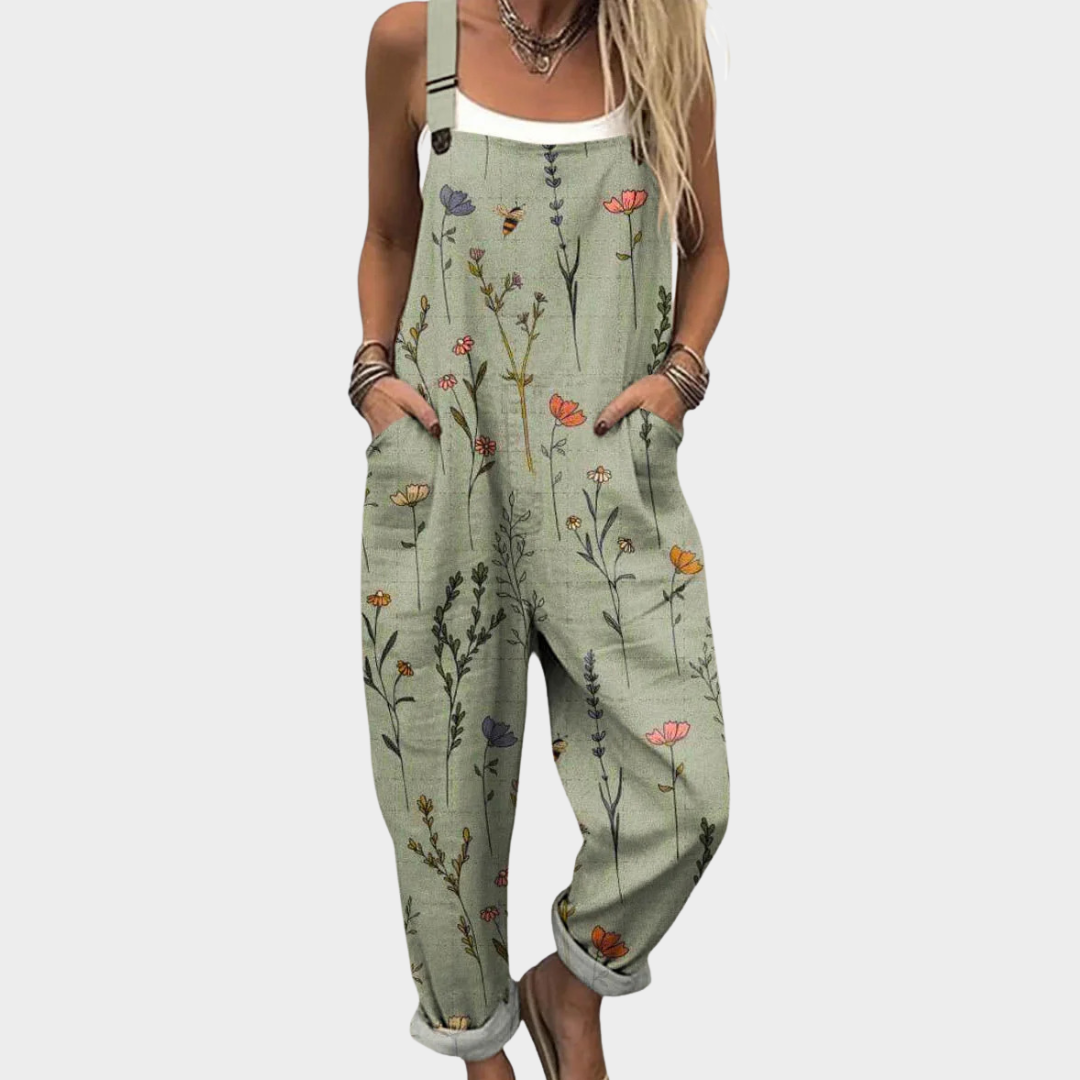 Eloise | Green Garden Print Jumpsuit