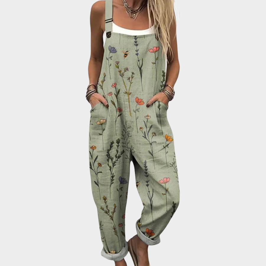 Eloise | Green Garden Print Jumpsuit
