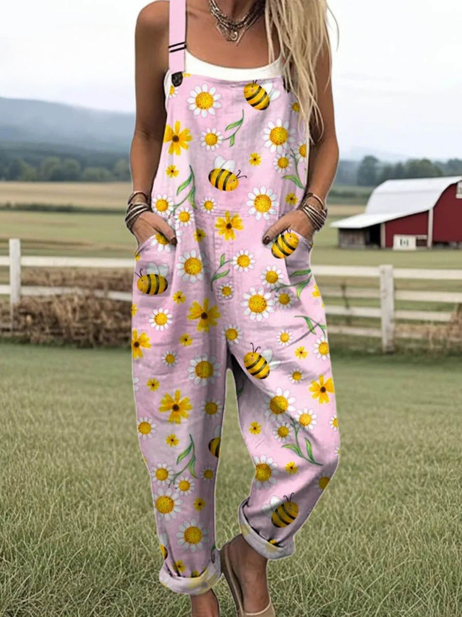 Solange | Bee & Sunflower Print Jumpsuit