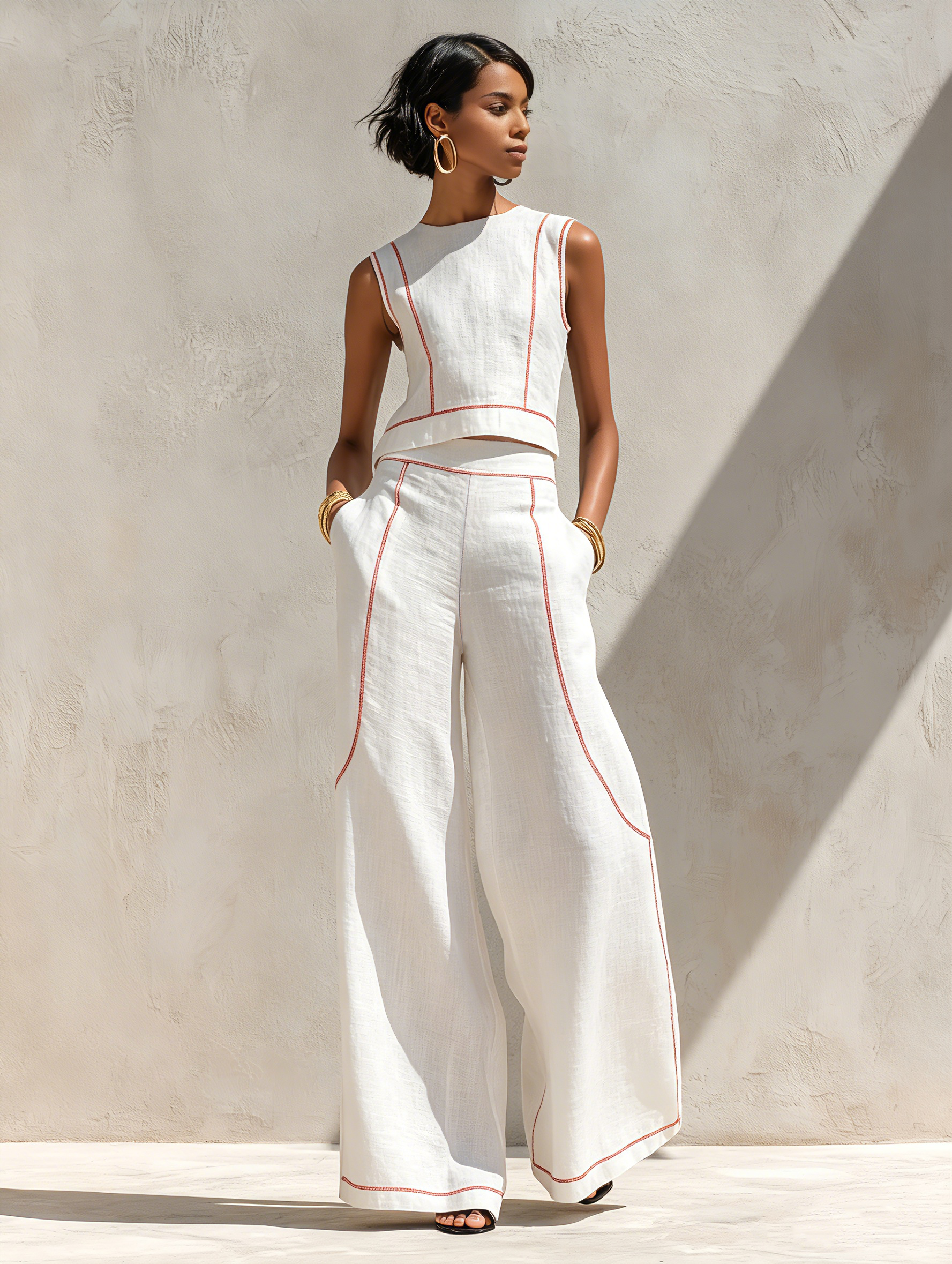 Mireille | Contrast Linen Set