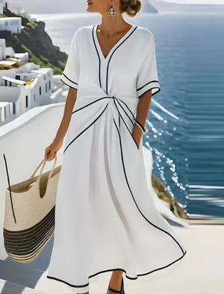 Santorini elegant flattering dress - White