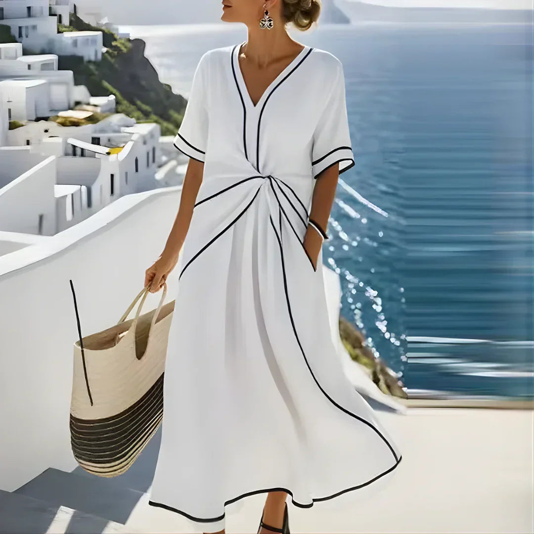Santorini elegant flattering dress - White