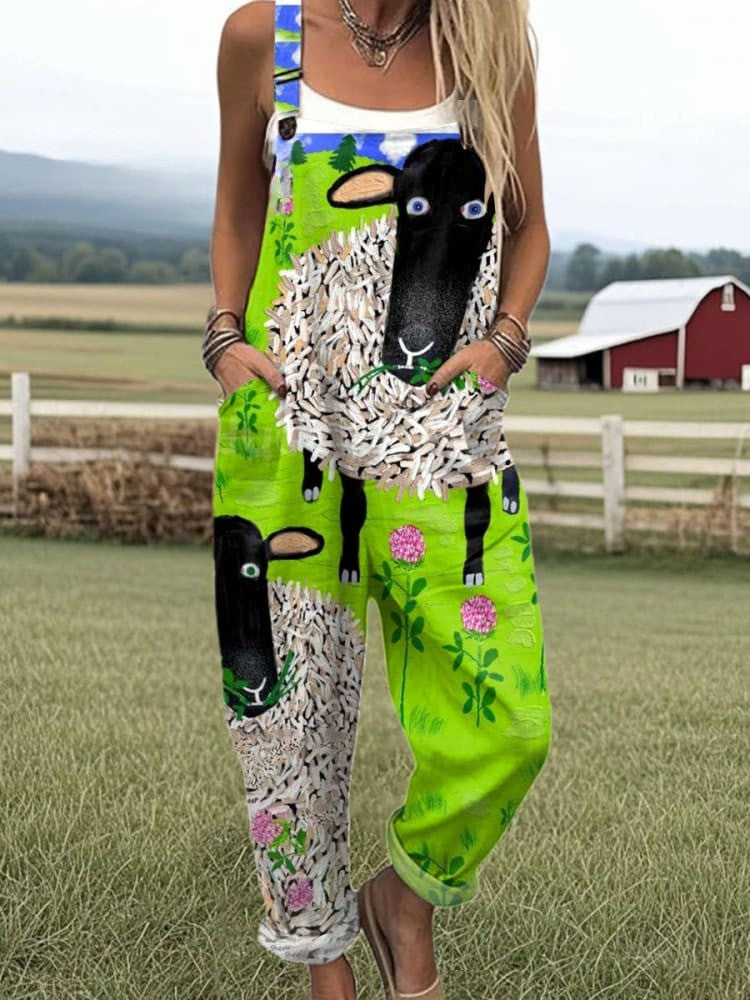 Evangeline | Colourful Sheep Print Jumpsuit