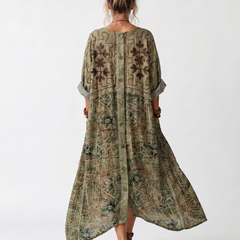 Aleta button front oversized pocket midi dress - Green detail
