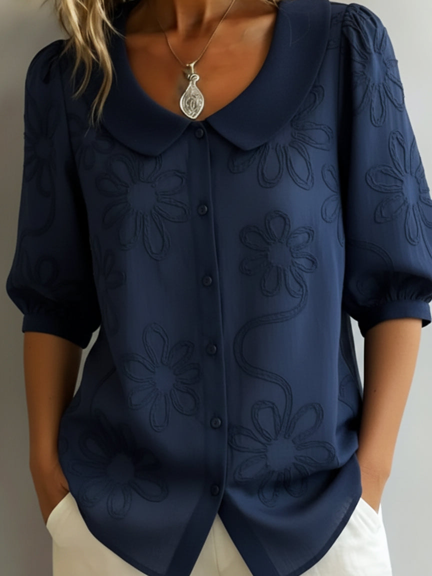 Aurélie light floral blouse - Navy
