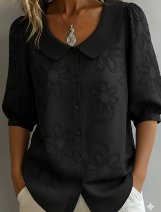 Aurélie light floral blouse - Black