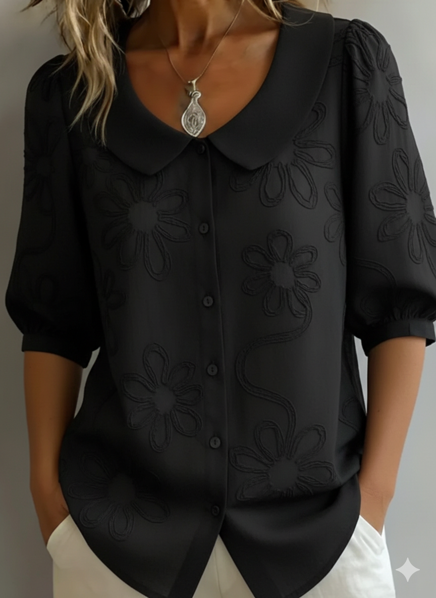 Aurélie light floral blouse - Black
