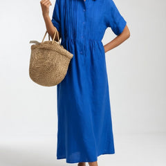 Lysandra flowing summer shirt dress - Blue