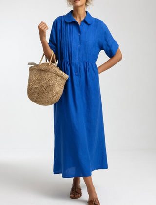 Lysandra flowing summer shirt dress - Blue