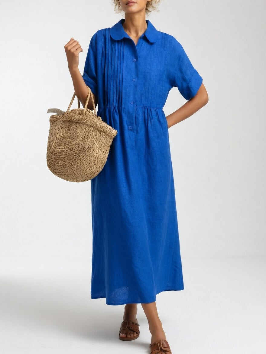Lysandra flowing summer shirt dress - Blue