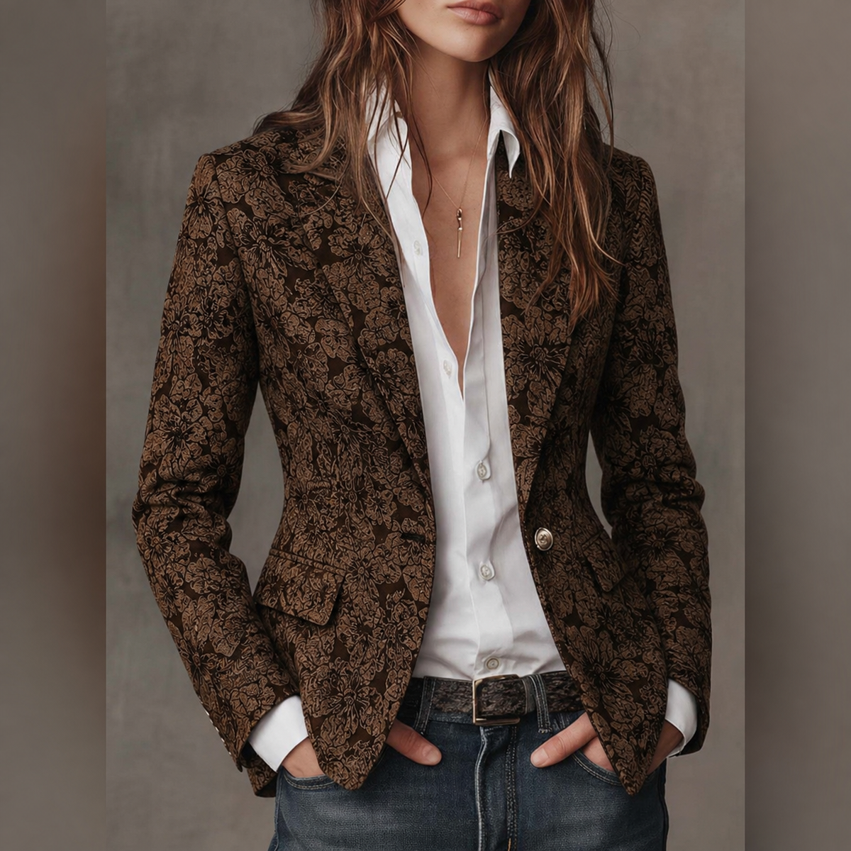 Estelle | Fitted Paisley Jacquard Blazer