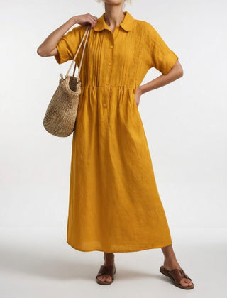 Lysandra flowing summer shirt dress - Earth Yellow