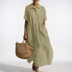 Lysandra flowing summer shirt dress - Light Green