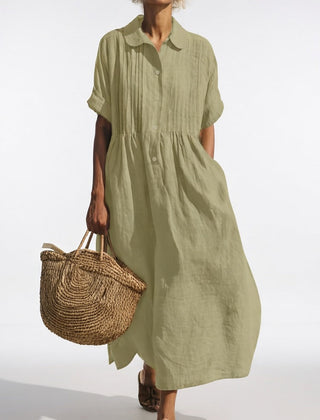 Lysandra flowing summer shirt dress - Light Green
