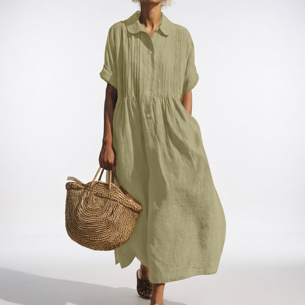 Lysandra flowing summer shirt dress - Light Green