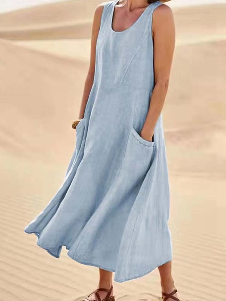 Livia™ Tummy-Flattering Maxi Summer Dress with Pockets