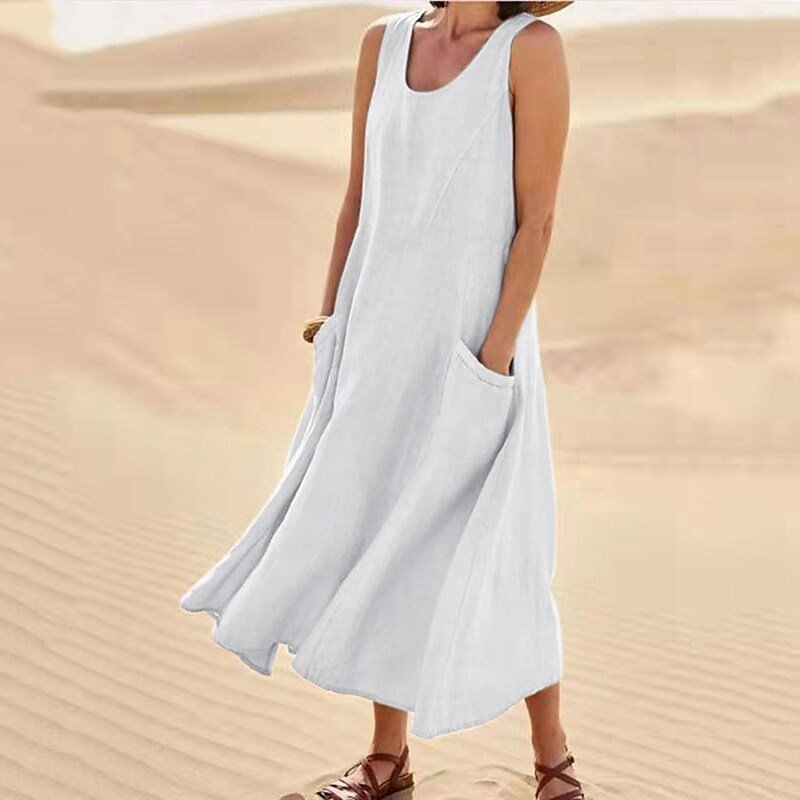 Livia™ Tummy-Flattering Maxi Summer Dress with Pockets
