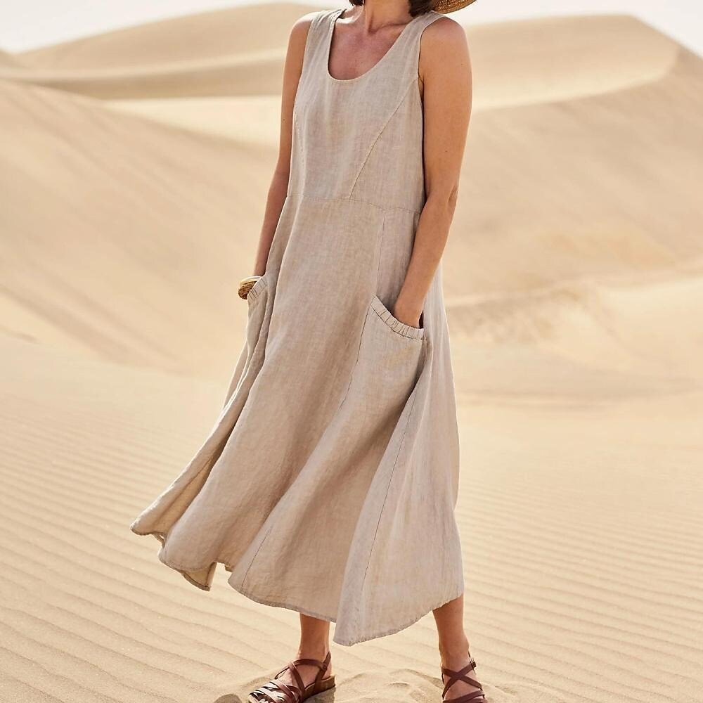 Livia™ Tummy-Flattering Maxi Summer Dress with Pockets
