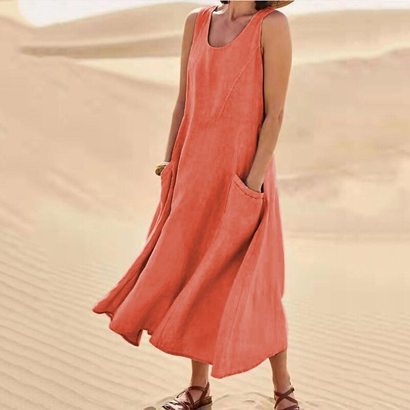 Livia™ Tummy-Flattering Maxi Summer Dress with Pockets