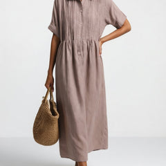 Lysandra flowing summer shirt dress - Khaki