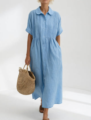 Lysandra flowing summer shirt dress - Light Blue