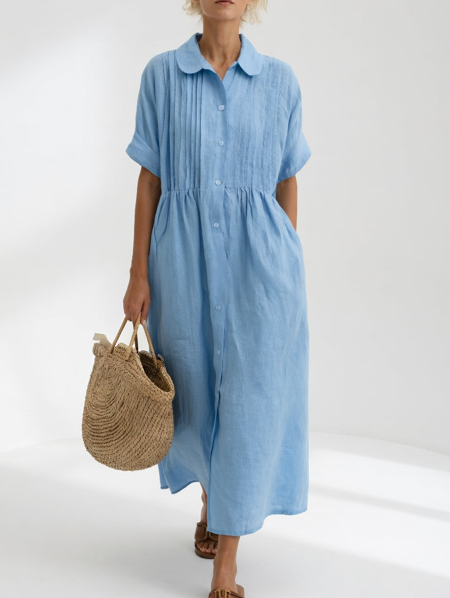 Lysandra flowing summer shirt dress - Light Blue