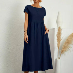 Gabrielle Flowing Midi Dress - Navy Blue