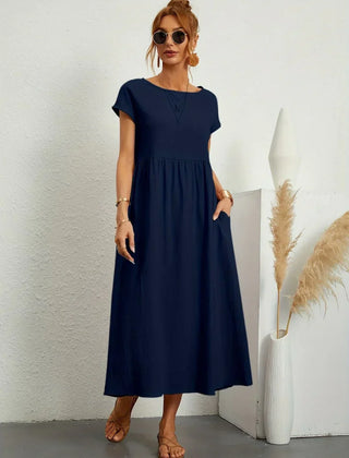 Gabrielle Flowing Midi Dress - Navy Blue