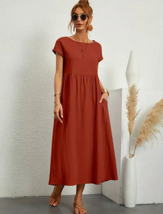 Gabrielle Flowing Midi Dress - Brown