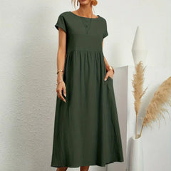 Gabrielle Flowing Midi Dress - Military Green