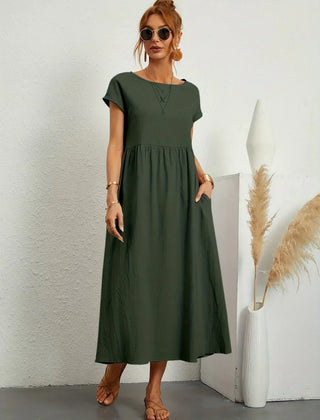Gabrielle Flowing Midi Dress - Military Green