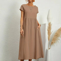 Gabrielle Flowing Midi Dress - Khaki