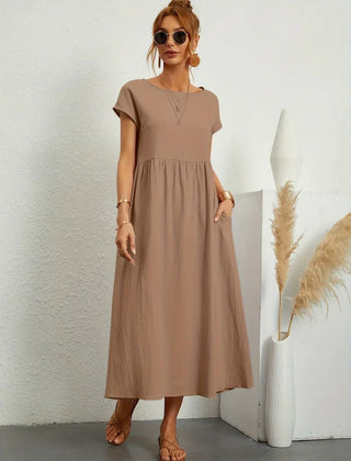 Gabrielle Flowing Midi Dress - Khaki