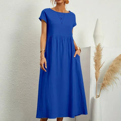 Gabrielle Flowing Midi Dress - Azure Blue