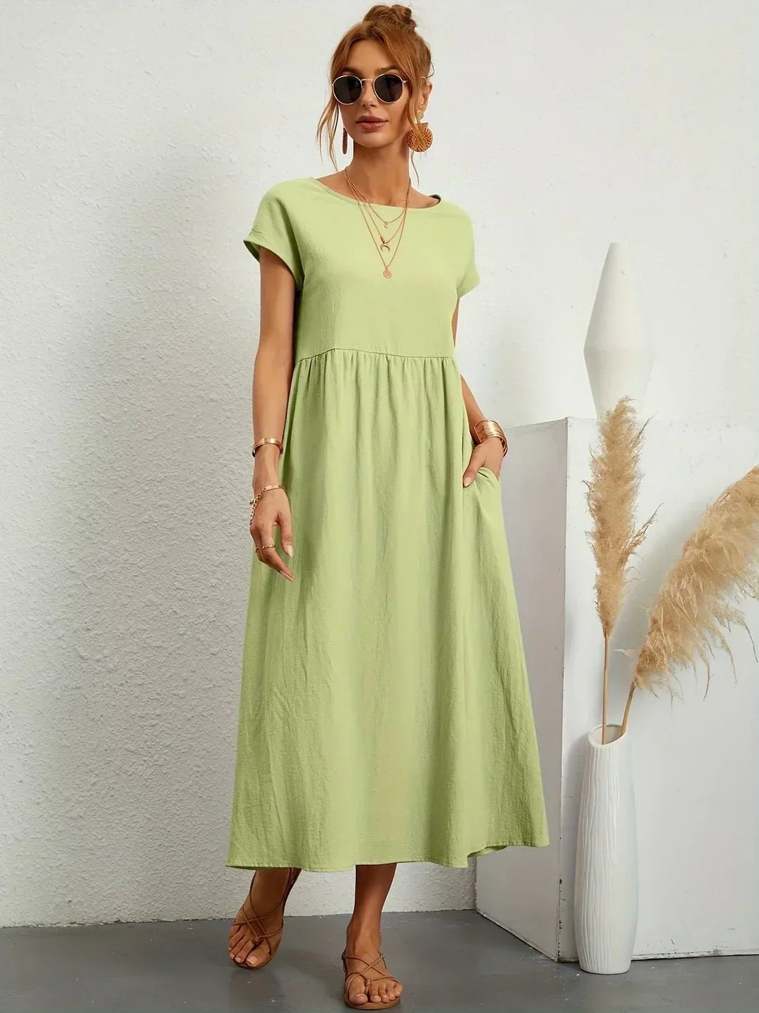 Gabrielle Flowing Midi Dress - Mint Green