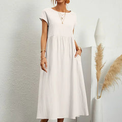 Gabrielle Flowing Midi Dress - White