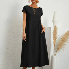 Gabrielle Flowing Midi Dress - Black