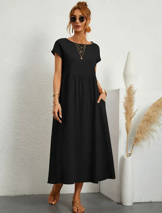 Gabrielle Flowing Midi Dress - Black