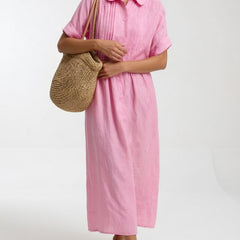 Lysandra flowing summer shirt dress - Pink