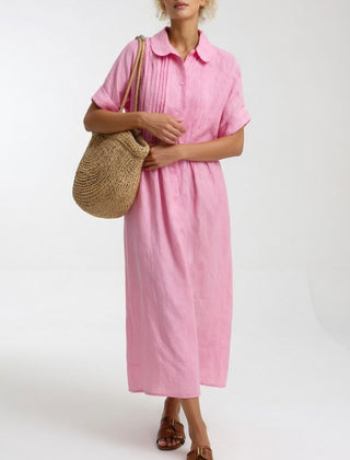 Lysandra flowing summer shirt dress - Pink