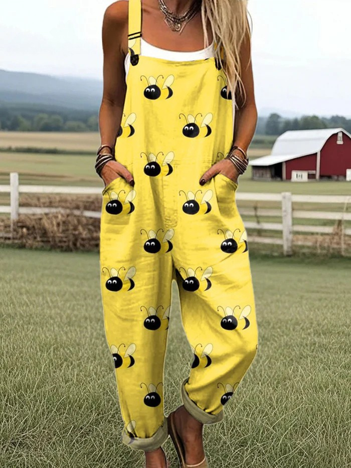 Henrietta | Sunny Bee Print Jumpsuit