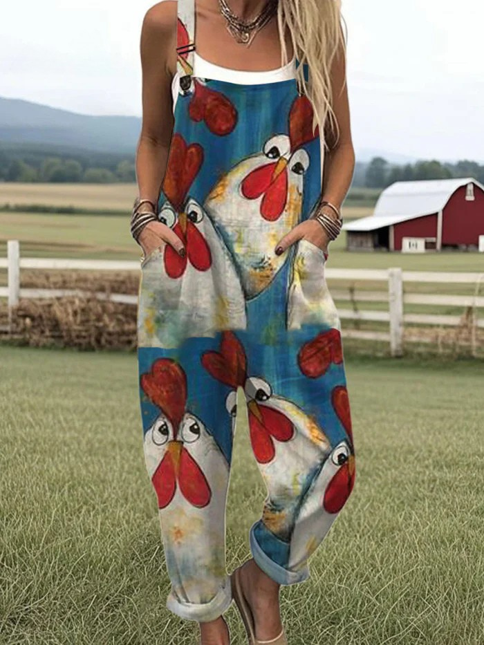 Fabienne | Cute Chicken Print Jumpsuit