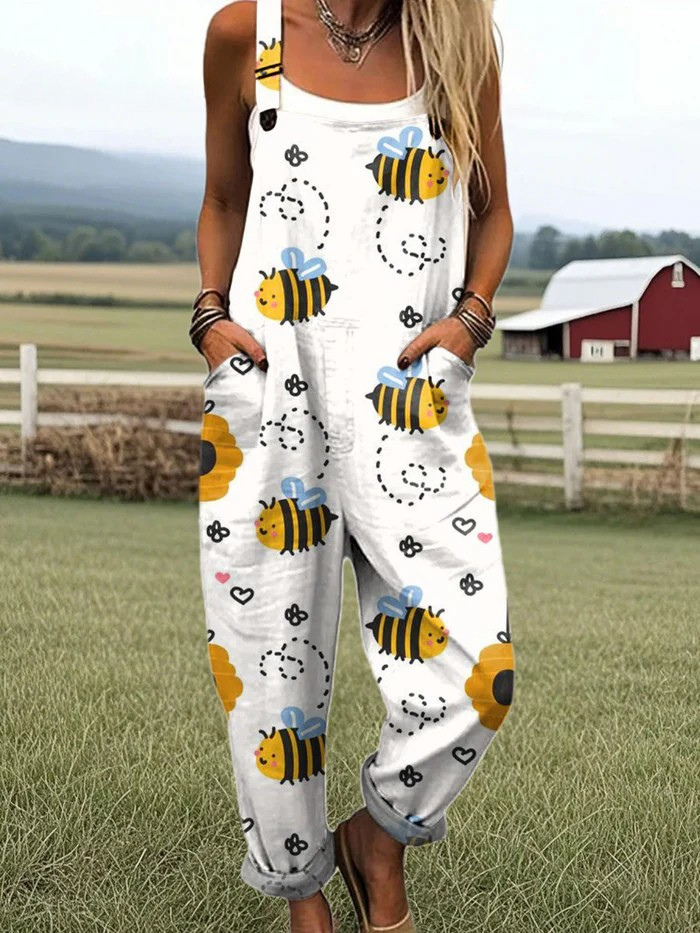 Augusta | Sunflower & Bee Print Jumpsuit