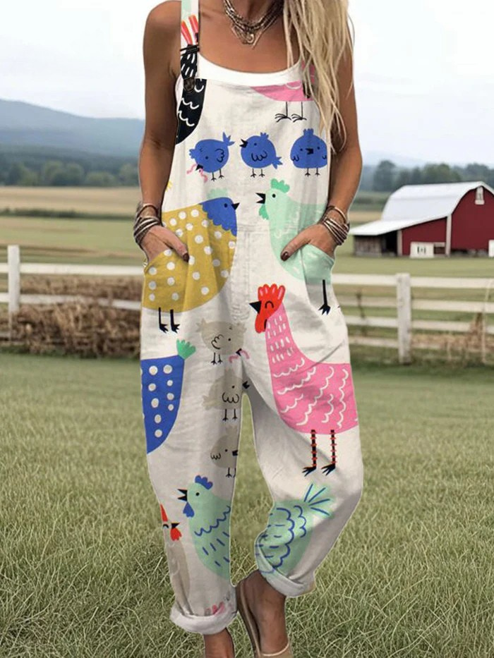 Wilhelmina | Charming Hen Print Jumpsuit