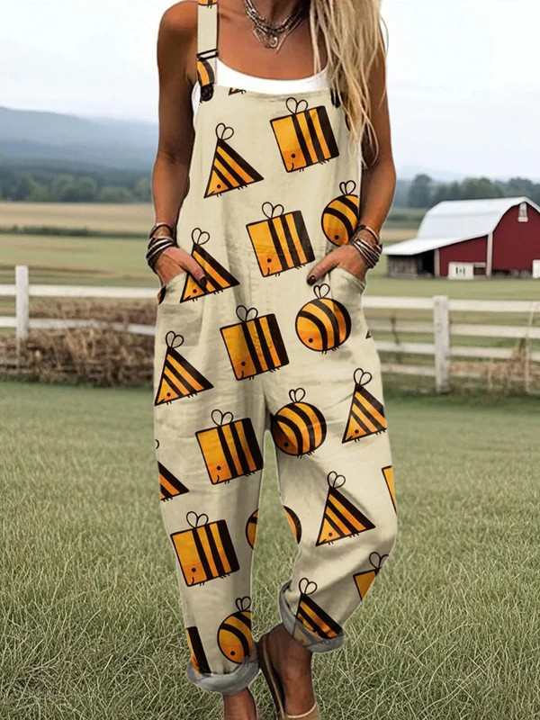 Georgina | Playful Bee Print Jumpsuit