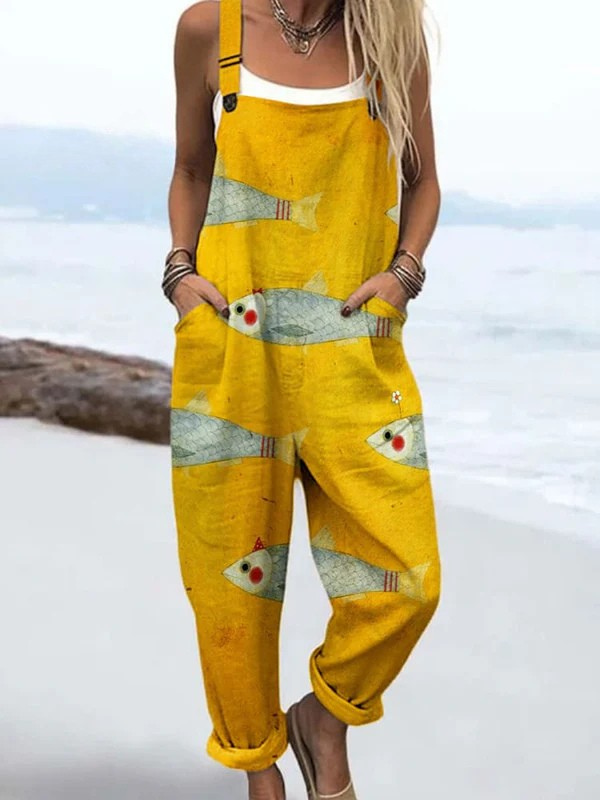 Philippa | Coastal Fish Print Jumpsuit