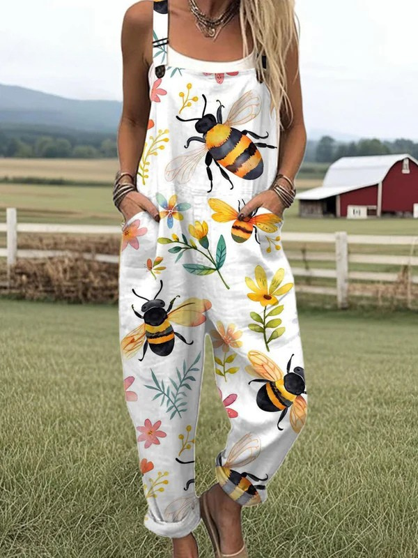 Philomena | Bee & Floral Print Jumpsuit